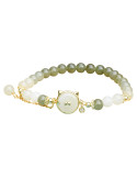 Bracelet Jade Nephrite Argent 925/Plaqué or