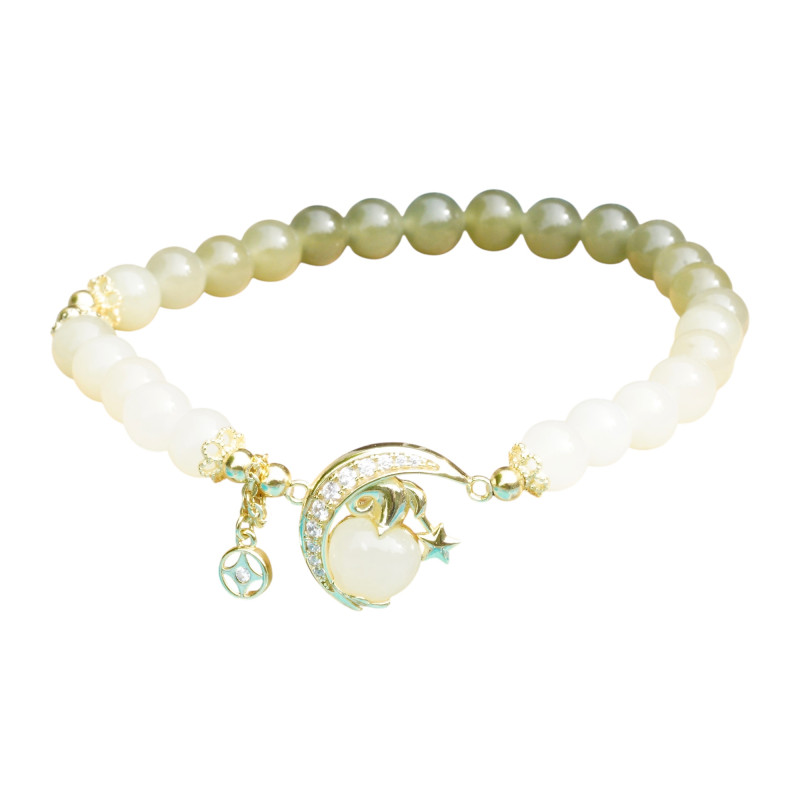 Bracelet Jade Nephrite Argent 925/Plaqué or