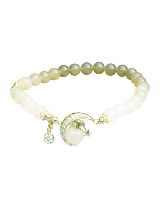 Bracelet Jade Nephrite Argent 925/Plaqué or