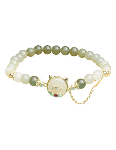 Bracelet Jade Nephrite Argent 925/Plaqué or