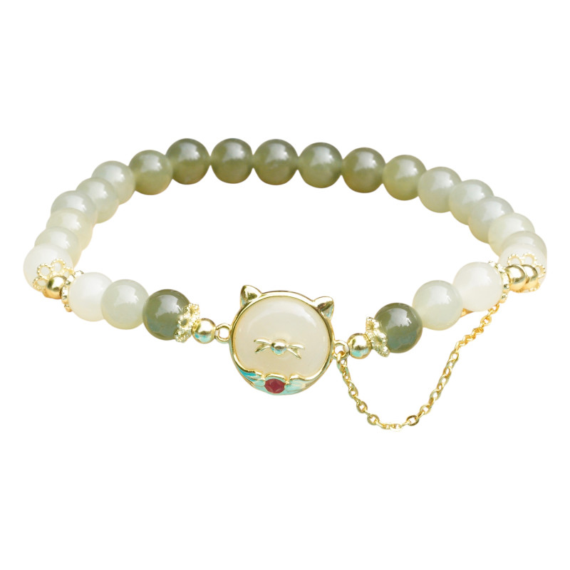 Bracelet Jade Nephrite Argent 925/Plaqué or