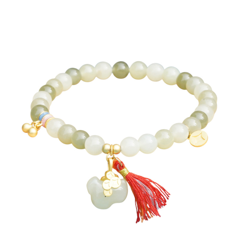 Bracelet Jade Nephrite Argent 925/Plaqué or
