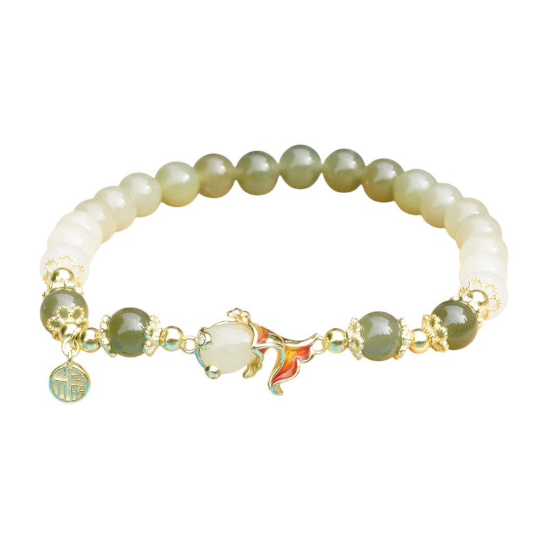 Bracelet Jade Nephrite Argent 925/Plaqué or