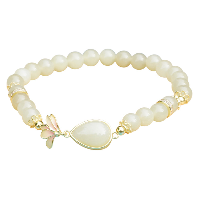 Bracelet Jade Nephrite Argent 925/Plaqué or