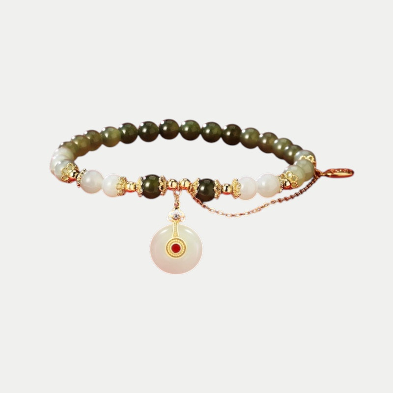 Bracelet Jade Nephrite Argent 925/Plaqué or