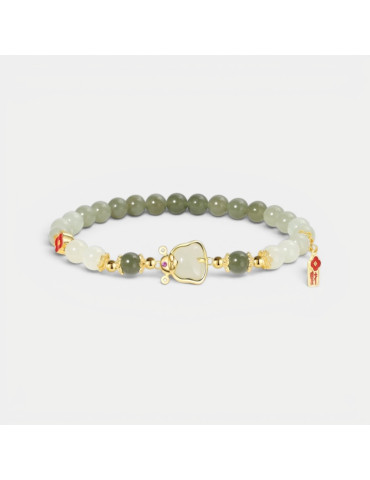 Bracelet Jade Nephrite Argent 925/Plaqué or