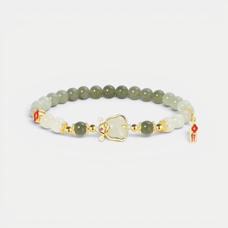 Bracelet Jade Nephrite Argent 925/Plaqué or