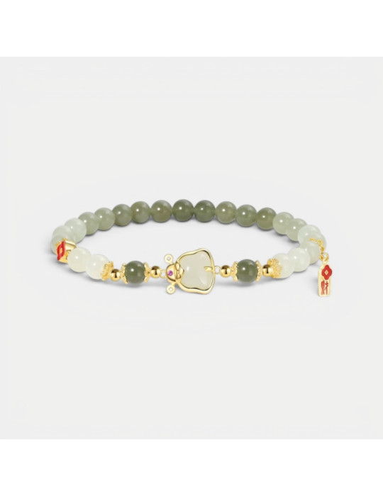 Bracelet Jade Nephrite Argent 925/Plaqué or