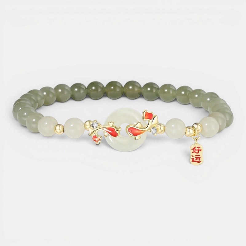 Bracelet Jade Nephrite Argent 925/Plaqué or
