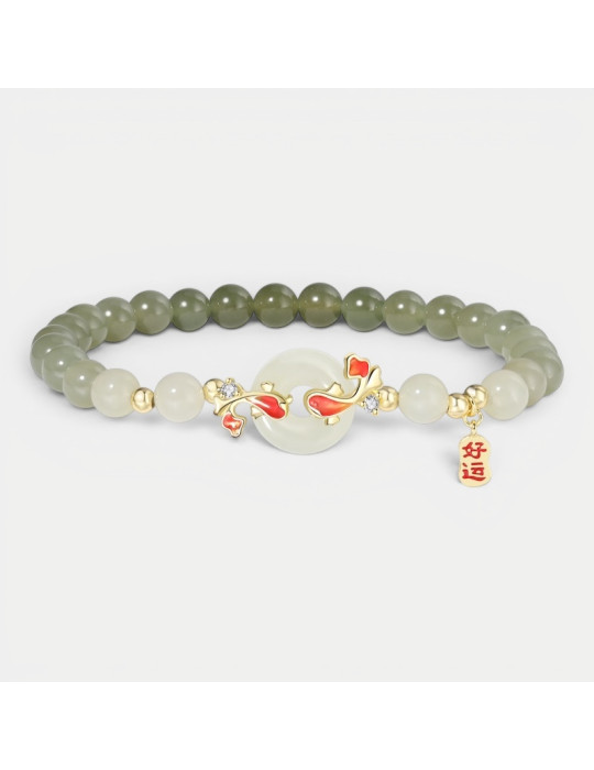 Bracelet Jade Nephrite Argent 925/Plaqué or