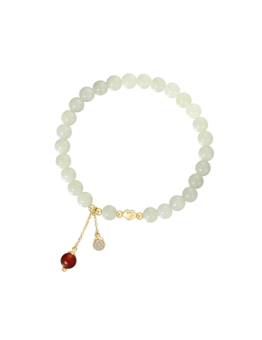 Bracelet Jade Nephrite Argent 925/Plaqué or