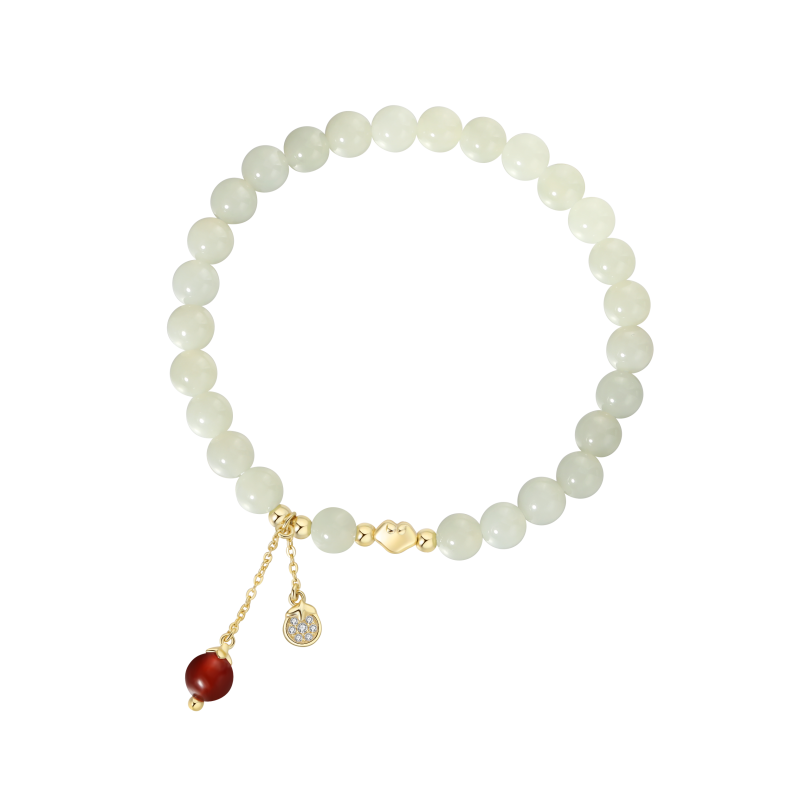 Bracelet Jade Nephrite Argent 925/Plaqué or