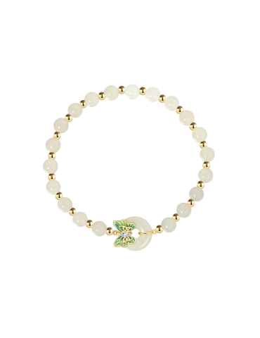 Bracelet Jade Nephrite Argent 925/Plaqué or