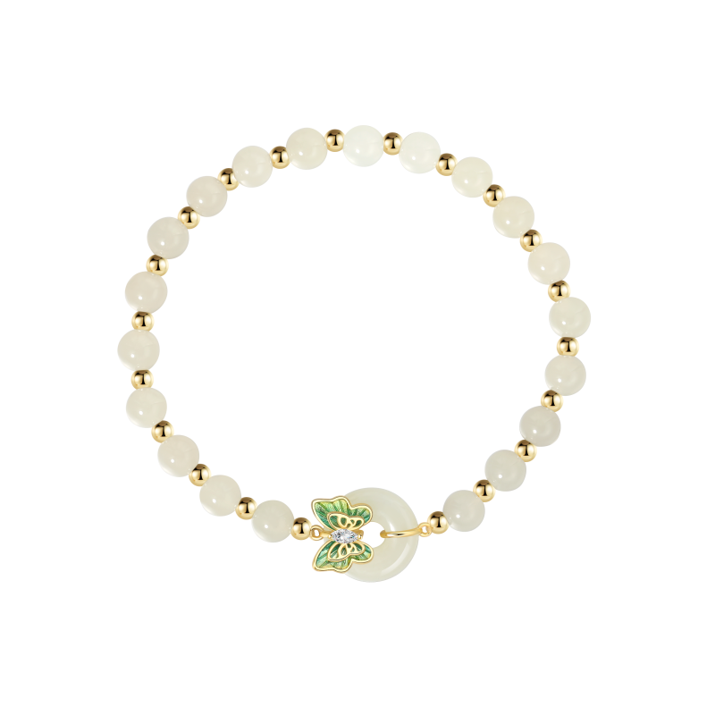 Bracelet Jade Nephrite Argent 925/Plaqué or