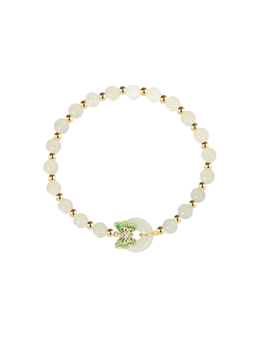 Bracelet Jade Nephrite Argent 925/Plaqué or