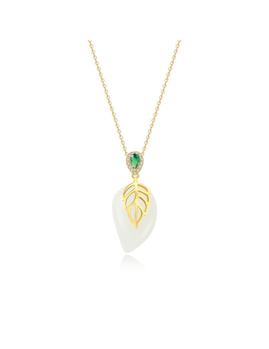 Collier Jade Nephrite Argent 925/Plaqué or