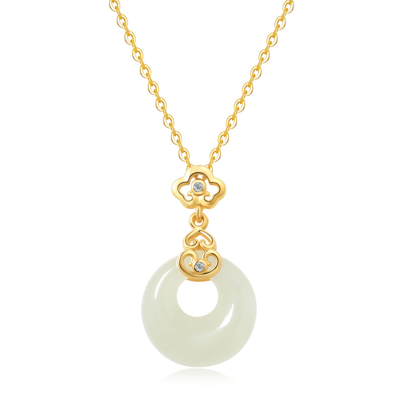 Collier Jade Nephrite Argent 925/Plaqué or