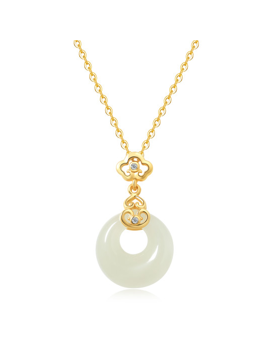 Collier Jade Nephrite Argent 925/Plaqué or