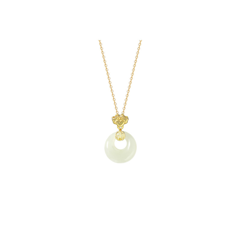 Collier Jade Nephrite Argent 925/Plaqué or