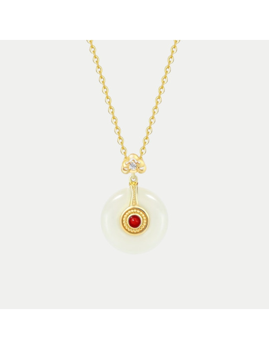 Collier Jade Nephrite Argent 925/Plaqué or