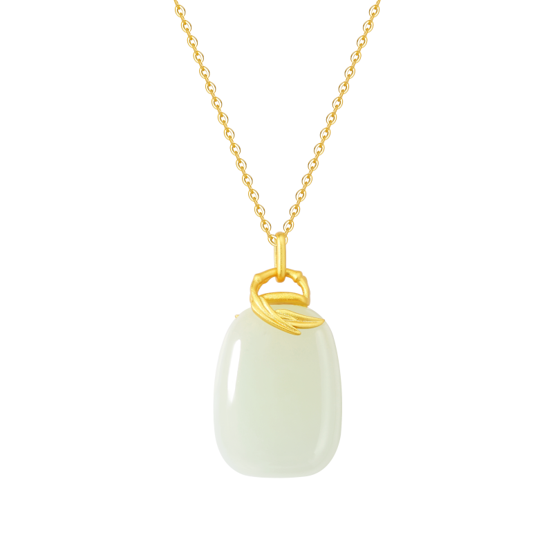 Collier Jade Nephrite Argent 925/Plaqué or