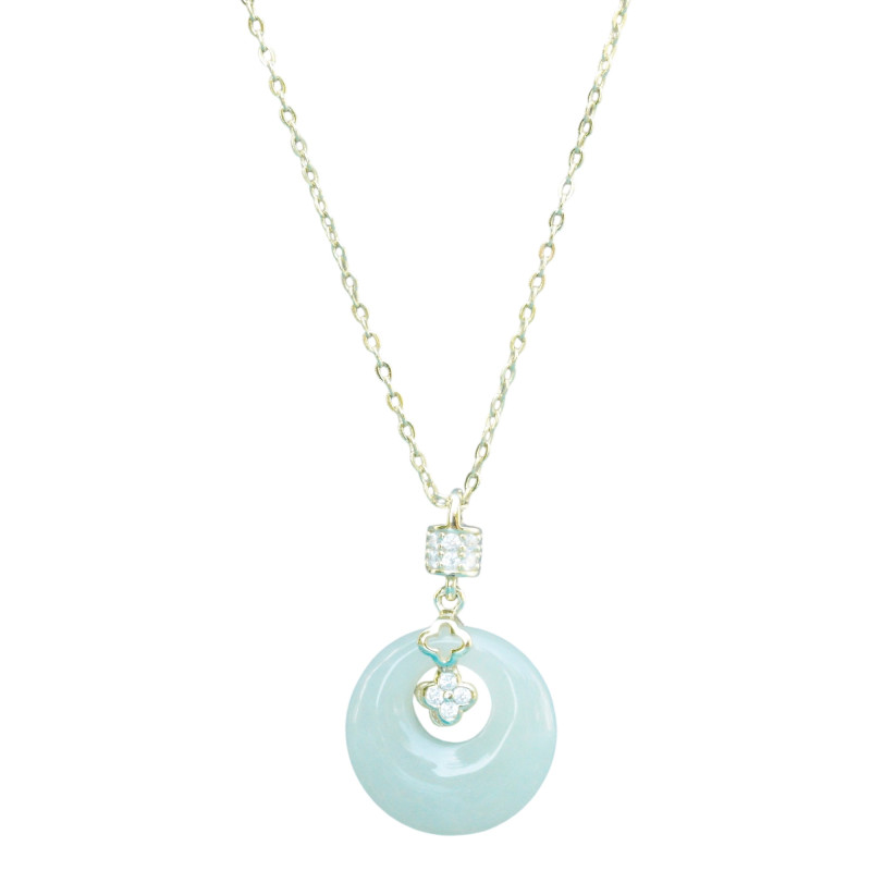 Collier Jade Nephrite Argent 925/Plaqué or