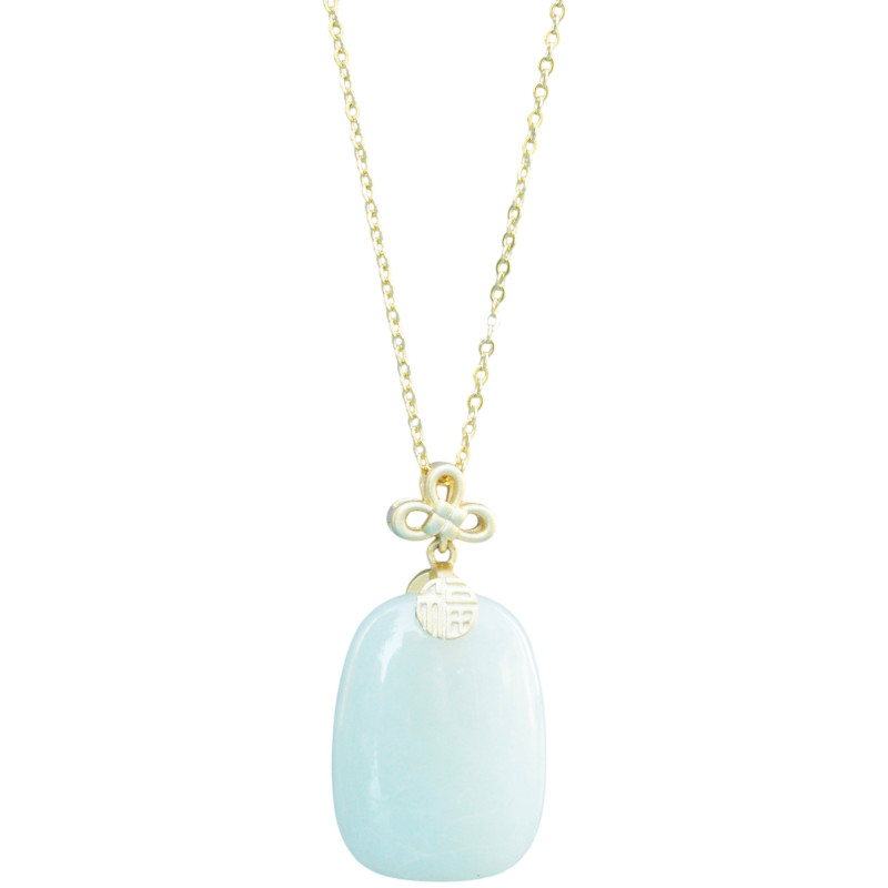 Collier Jade Nephrite Argent 925/Plaqué or