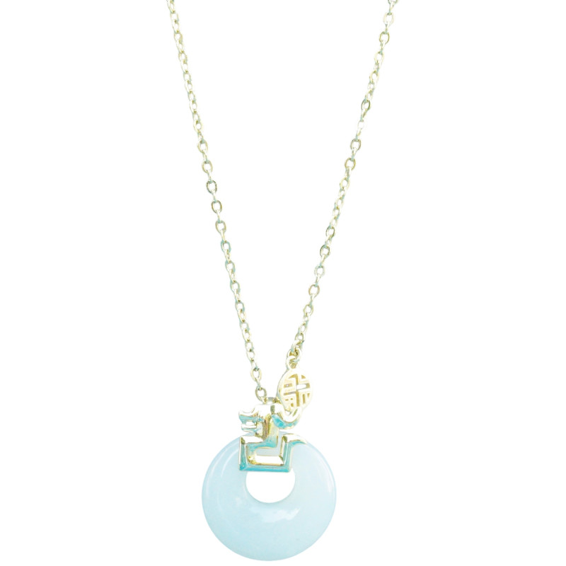 Collier Jade Nephrite Argent 925/Plaqué or