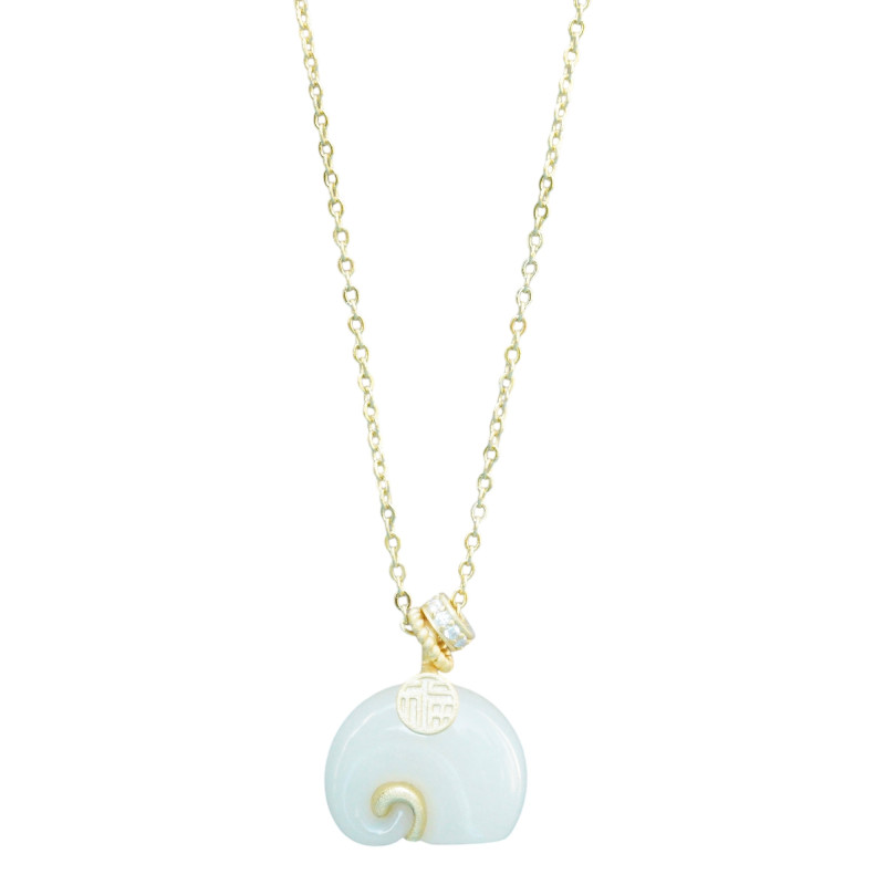 Collier Jade Nephrite Argent 925/Plaqué or