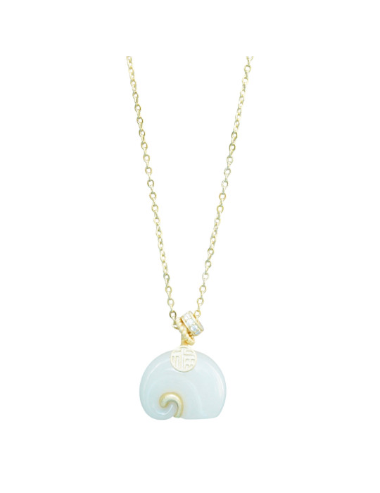Collier Jade Nephrite Argent 925/Plaqué or